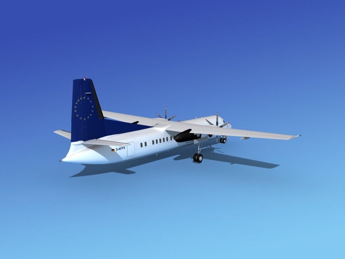 Fokker 50 Team Lufthansa 3D model_5