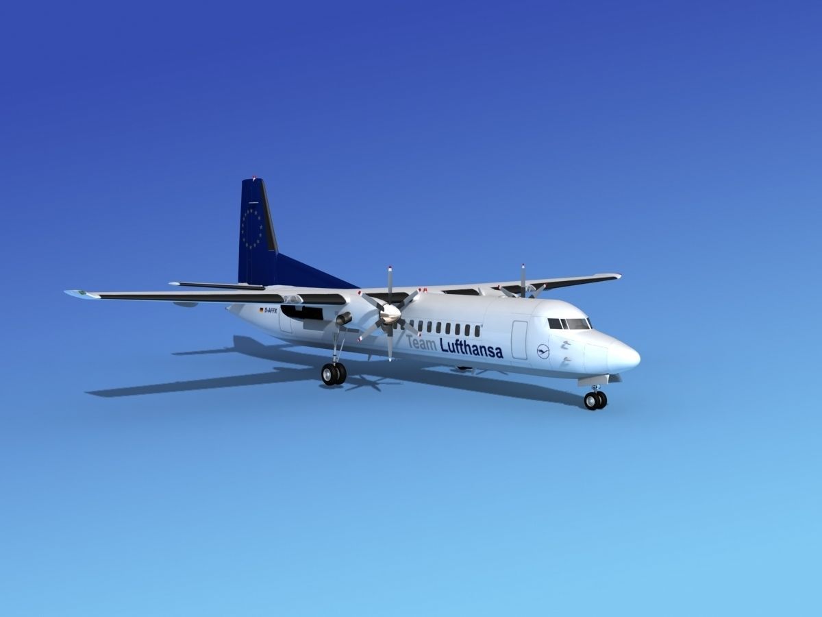 Fokker 50 Team Lufthansa 3D model_2