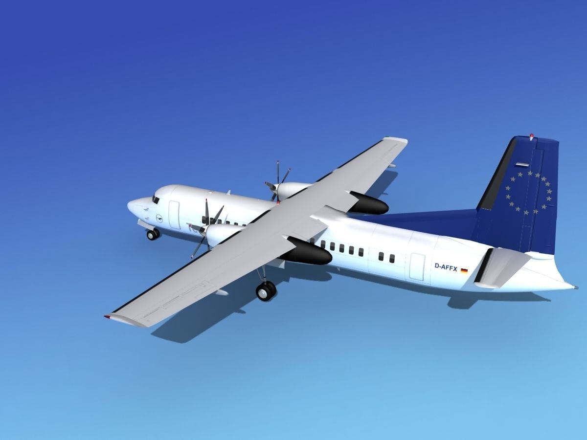 Fokker 50 Team Lufthansa 3D model_8