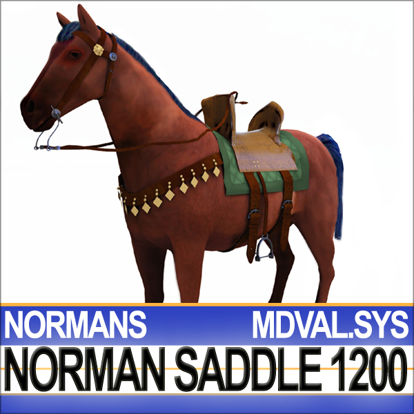 Saddle Medieval Norman Bridle Harness 1200 3D model_2