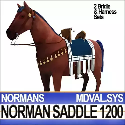 Saddle Medieval Norman Bridle Harness 1200 3D model