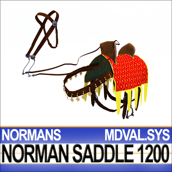 Saddle Medieval Norman Bridle Harness 1200 3D model_5