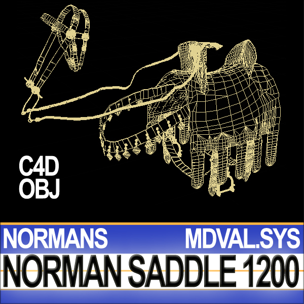Saddle Medieval Norman Bridle Harness 1200 3D model_9