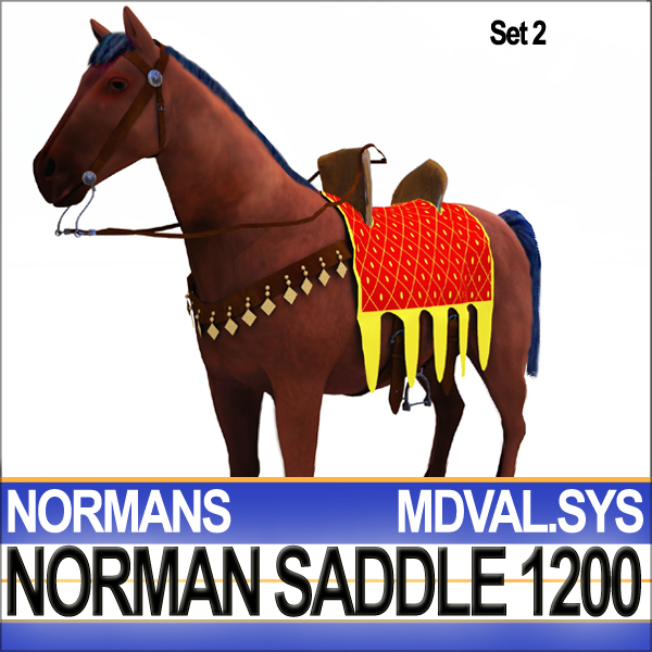 Saddle Medieval Norman Bridle Harness 1200 3D model_3