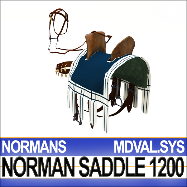 Saddle Medieval Norman Bridle Harness 1200 3D model_7