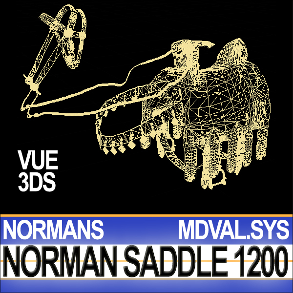Saddle Medieval Norman Bridle Harness 1200 3D model_10