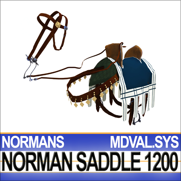 Saddle Medieval Norman Bridle Harness 1200 3D model_4