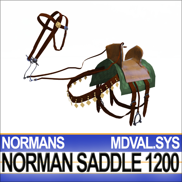 Saddle Medieval Norman Bridle Harness 1200 3D model_6