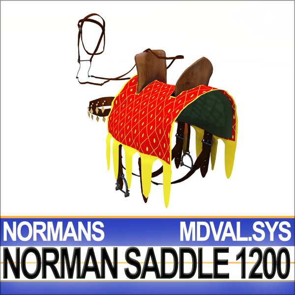 Saddle Medieval Norman Bridle Harness 1200 3D model_8
