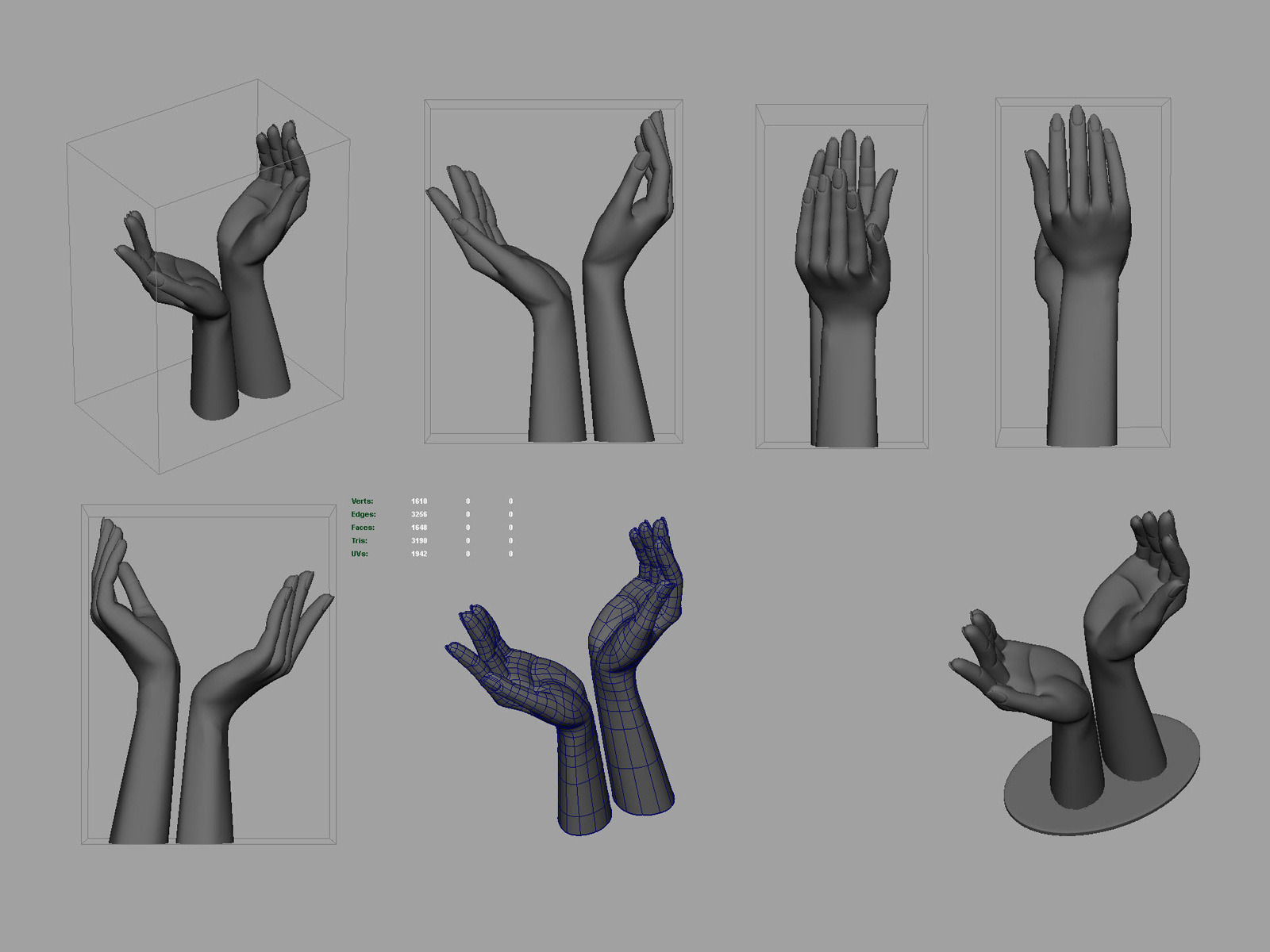 raised hands 0185 3D print model_6