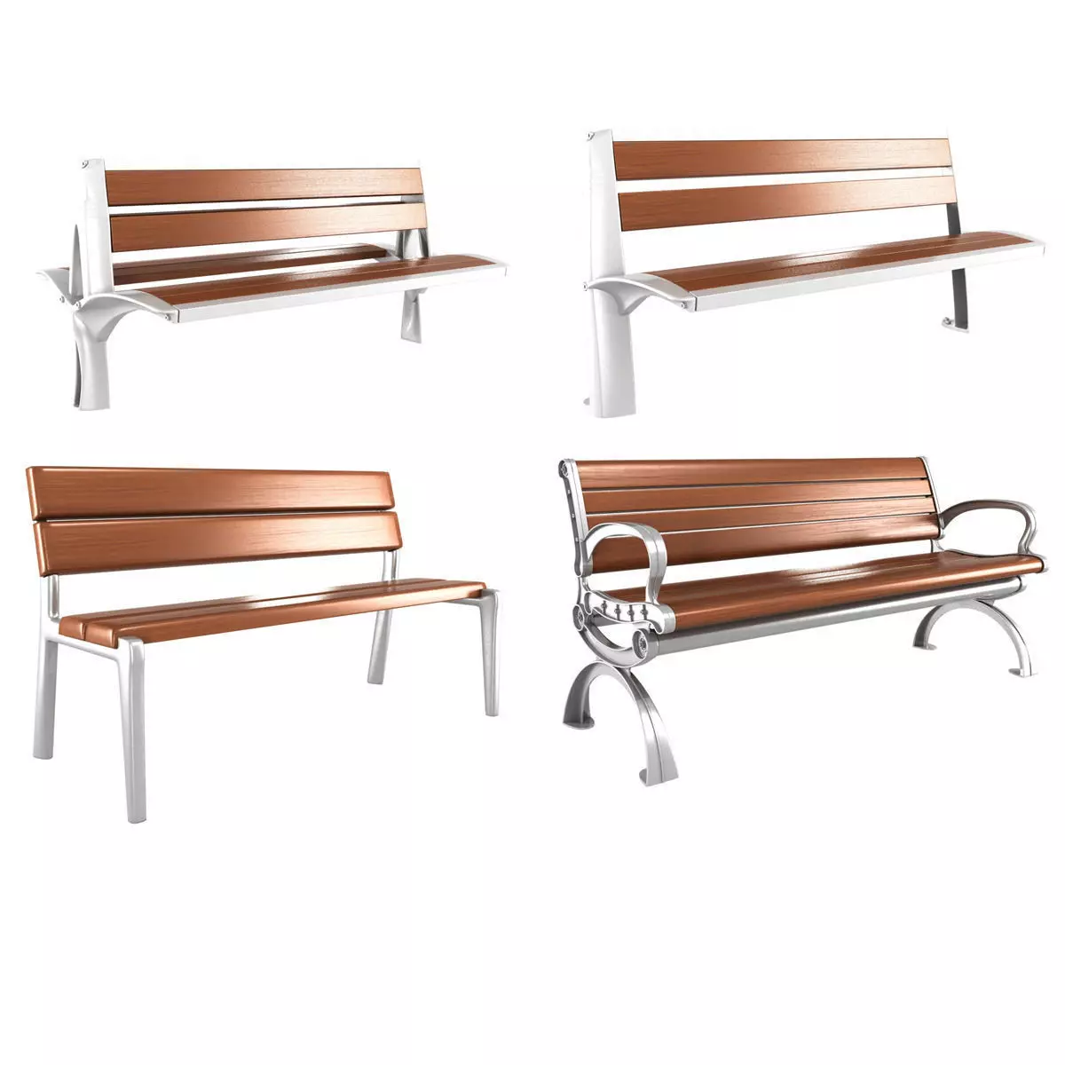 Modern Bench collection 6 3D model_0