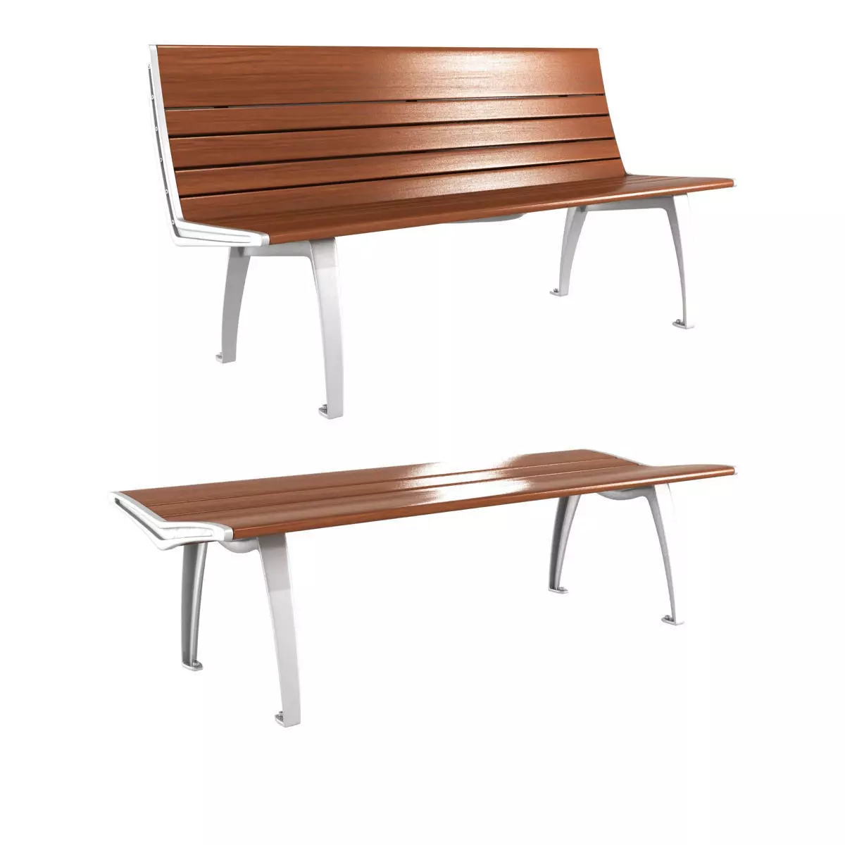 Contemporary Bench set 5 3D model_0