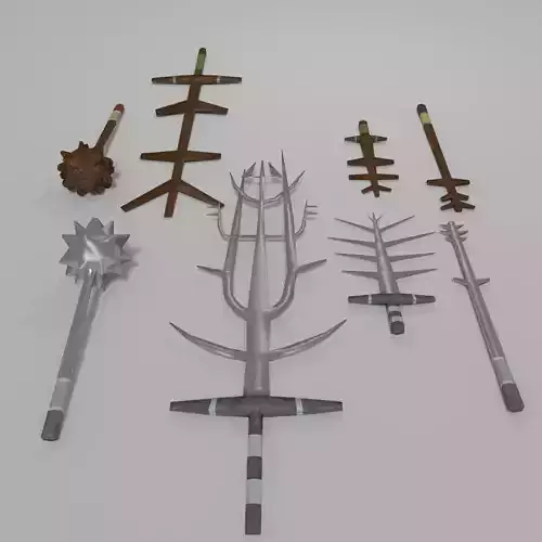 Melee Weapons Pack - Ancient 2 - Cartoon Style Free 3D model