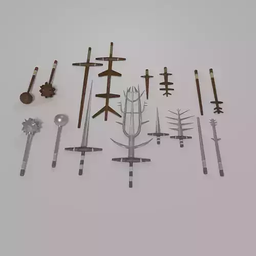 Melee Weapons Pack - Ancient 1 and 2 - Cartoon Style Free 3D model