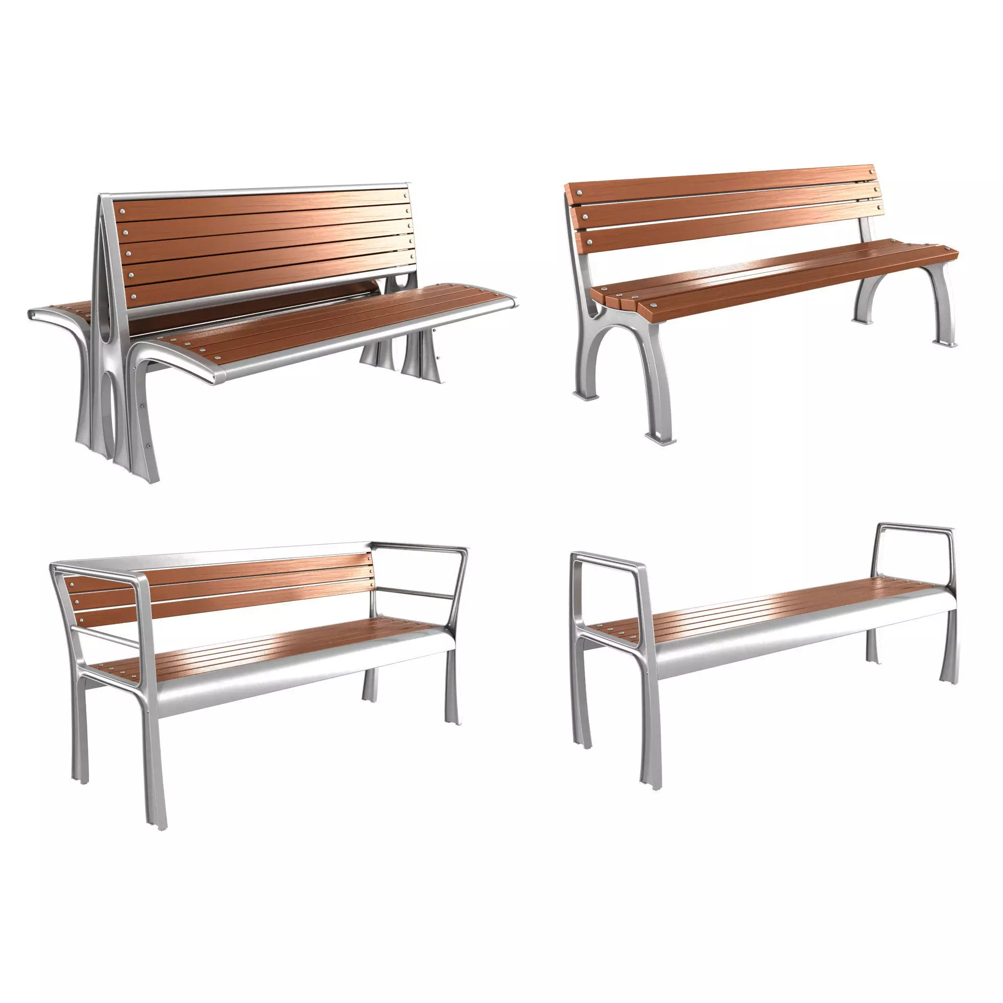 Modern Bench Collection 4 3D model_0