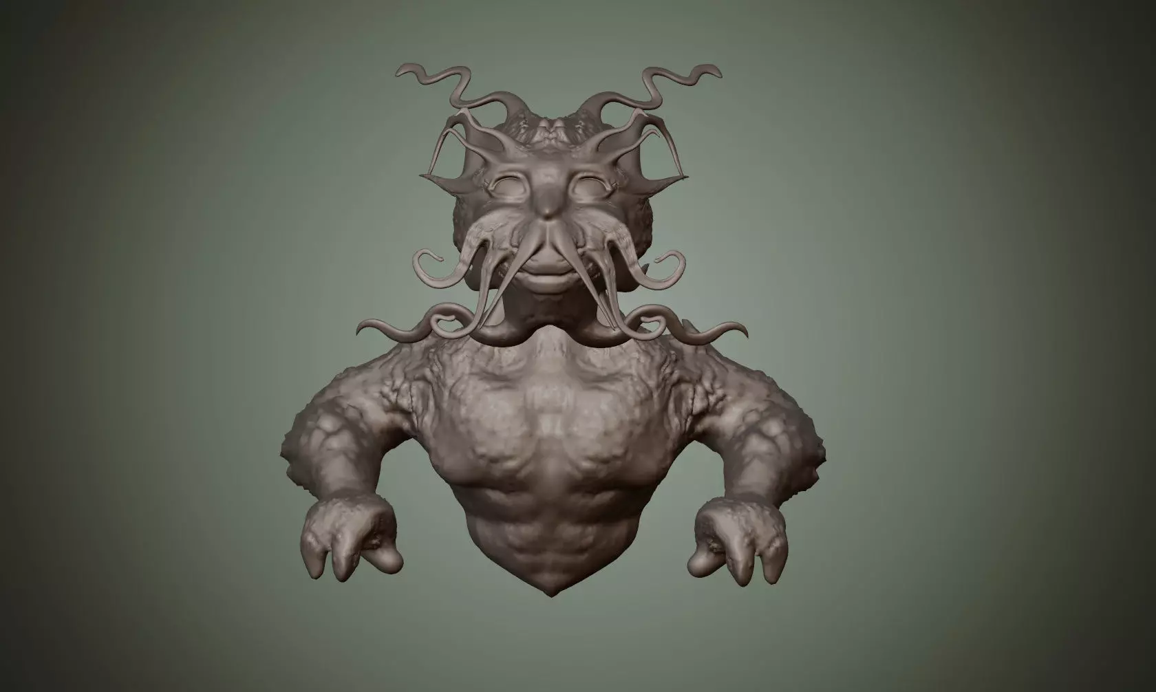 Merman Bust 3D print model_0