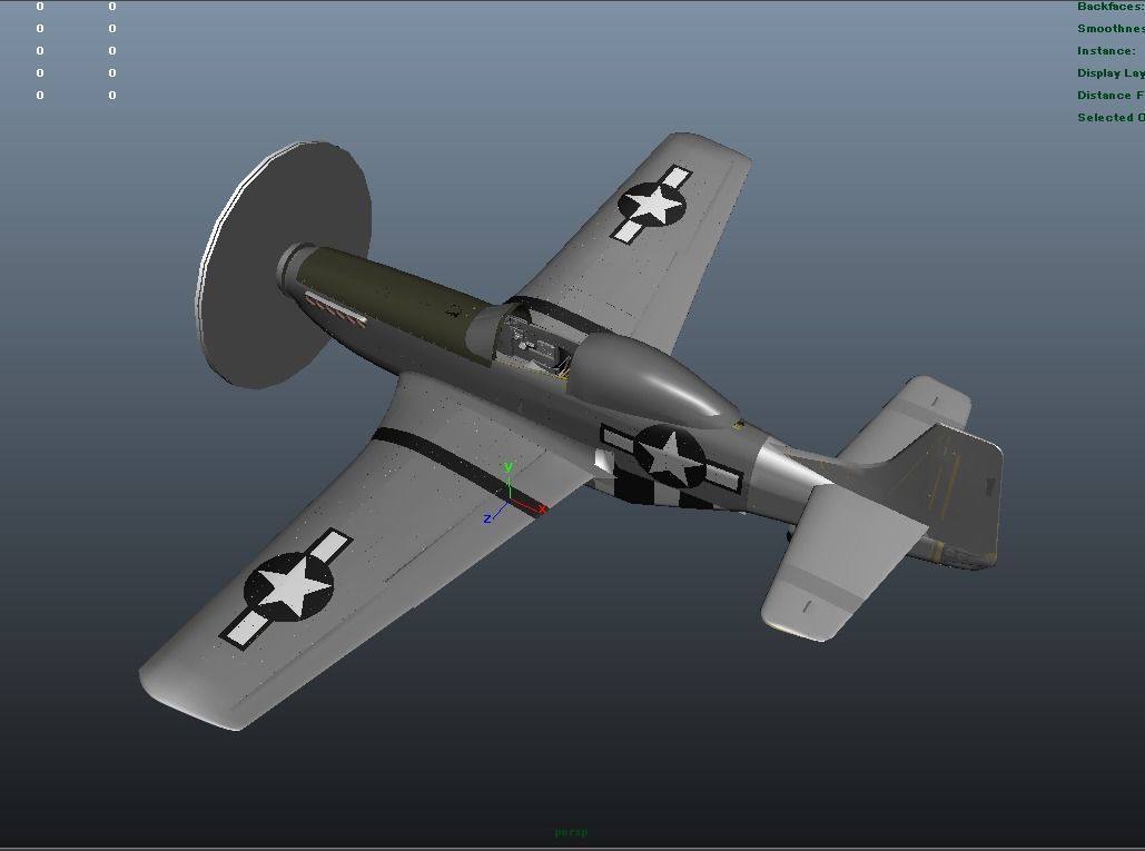 The P51D Mustang  Low-poly 3D model_0