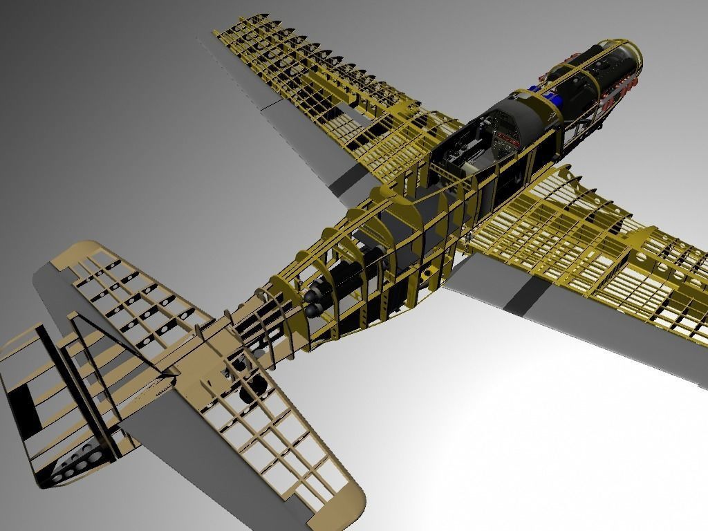 The P51D Mustang  Low-poly 3D model_2
