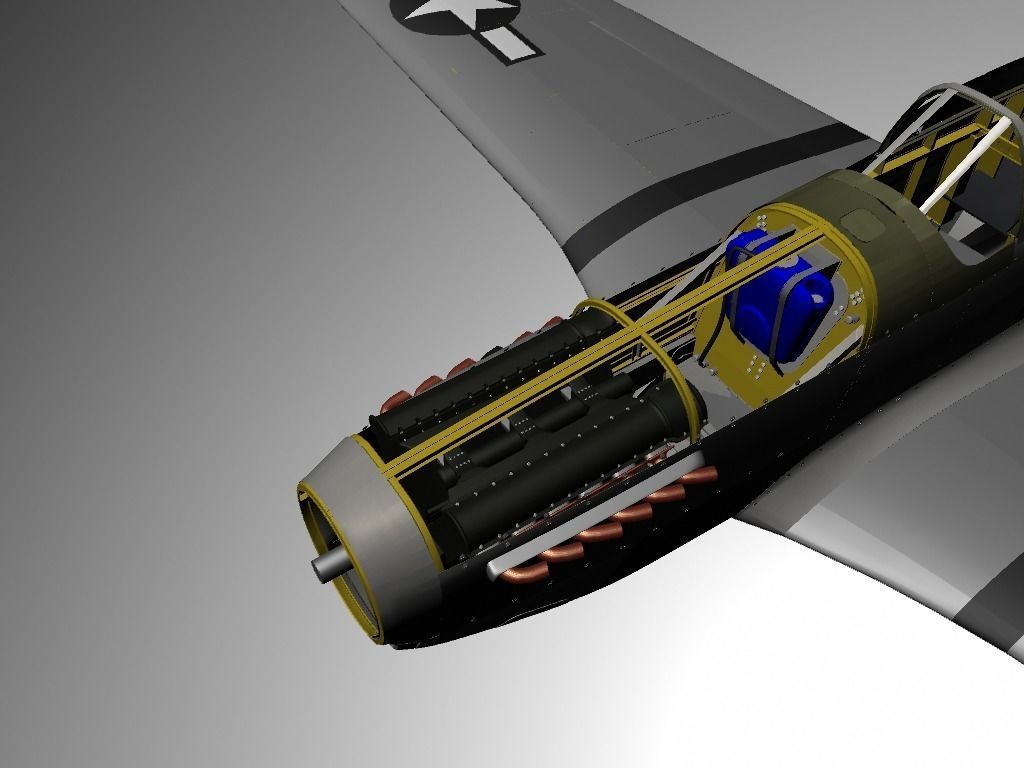 The P51D Mustang  Low-poly 3D model_4