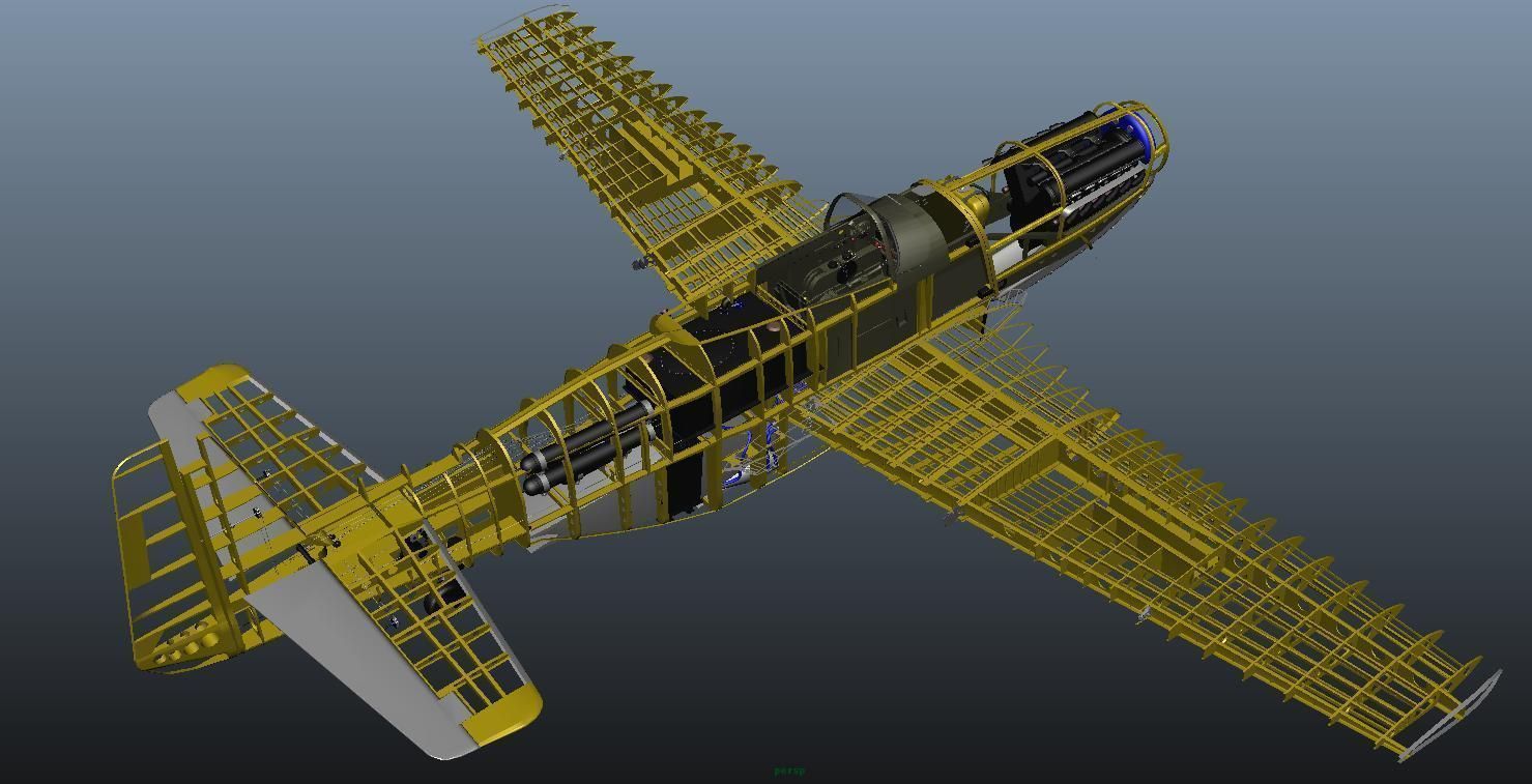 The P51D Mustang  Low-poly 3D model_26
