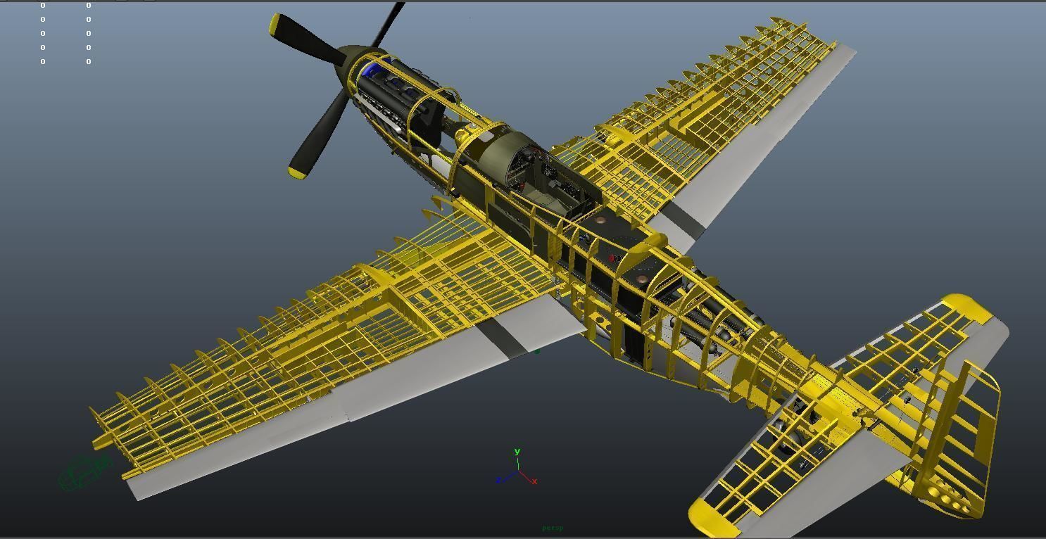 The P51D Mustang  Low-poly 3D model_11