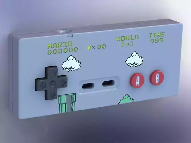 Printable Super Mario 8-bit style NES controller Free 3D print model