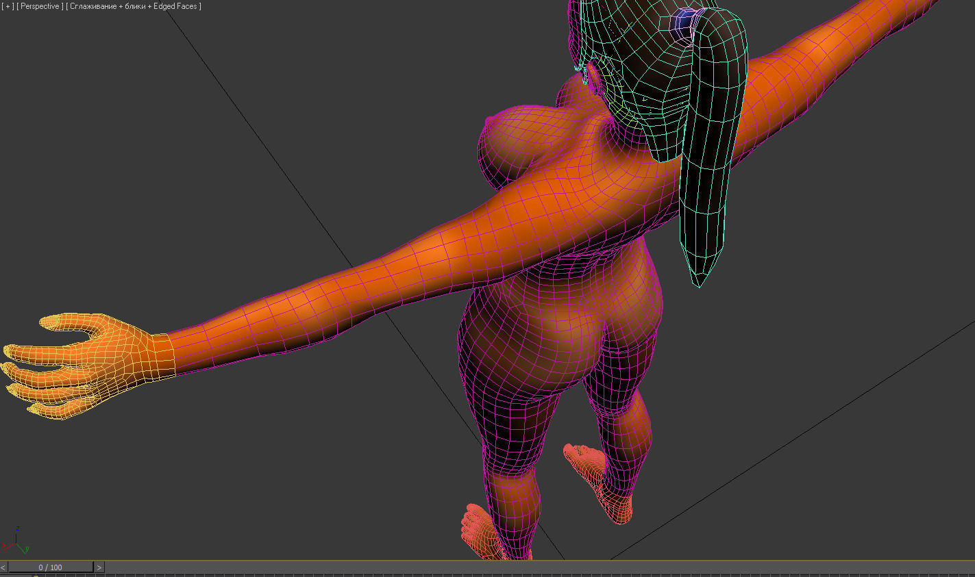 WomenForGame naked man in air Low-poly 3D model_19