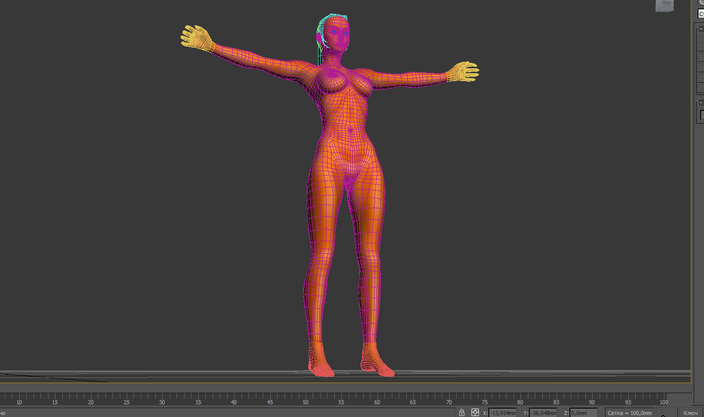 WomenForGame naked man in air Low-poly 3D model_14