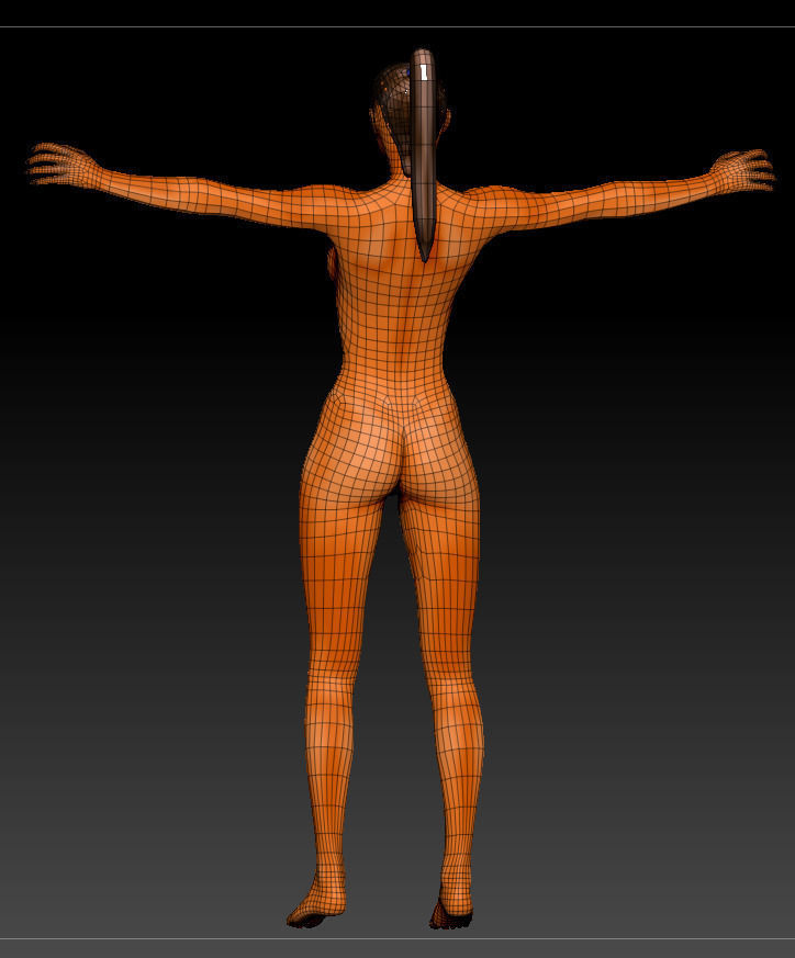 WomenForGame naked man in air Low-poly 3D model_4