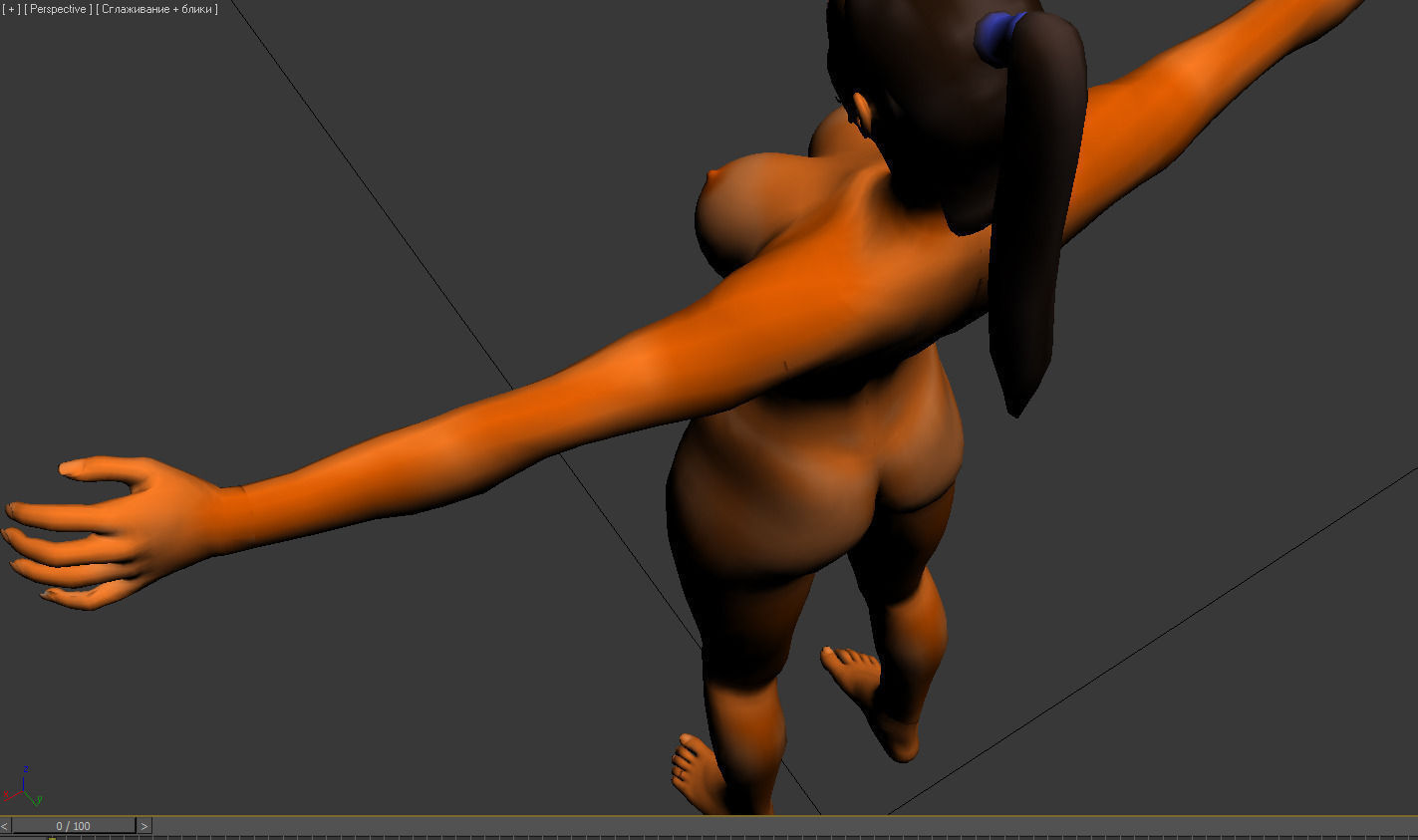 WomenForGame naked man in air Low-poly 3D model_16