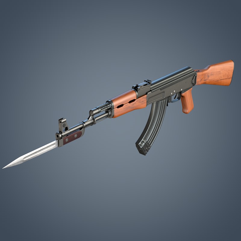 Kalashnikov AK-47 assault rifle 3D model_2
