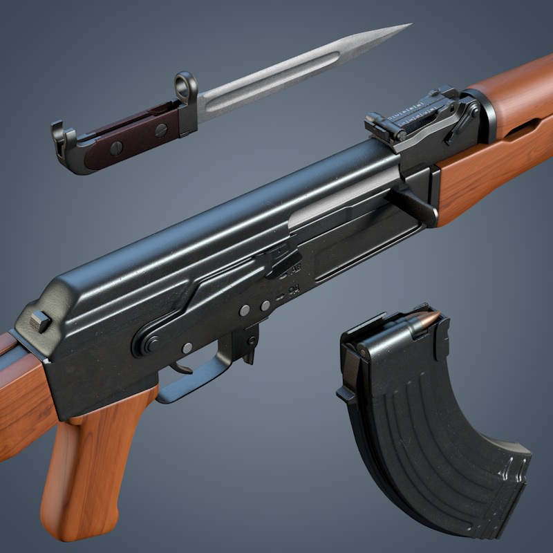 Kalashnikov AK-47 assault rifle 3D model_6