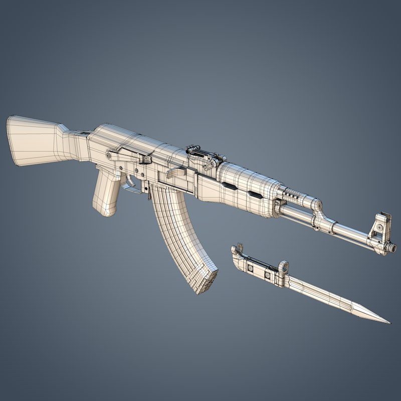 Kalashnikov AK-47 assault rifle 3D model_9