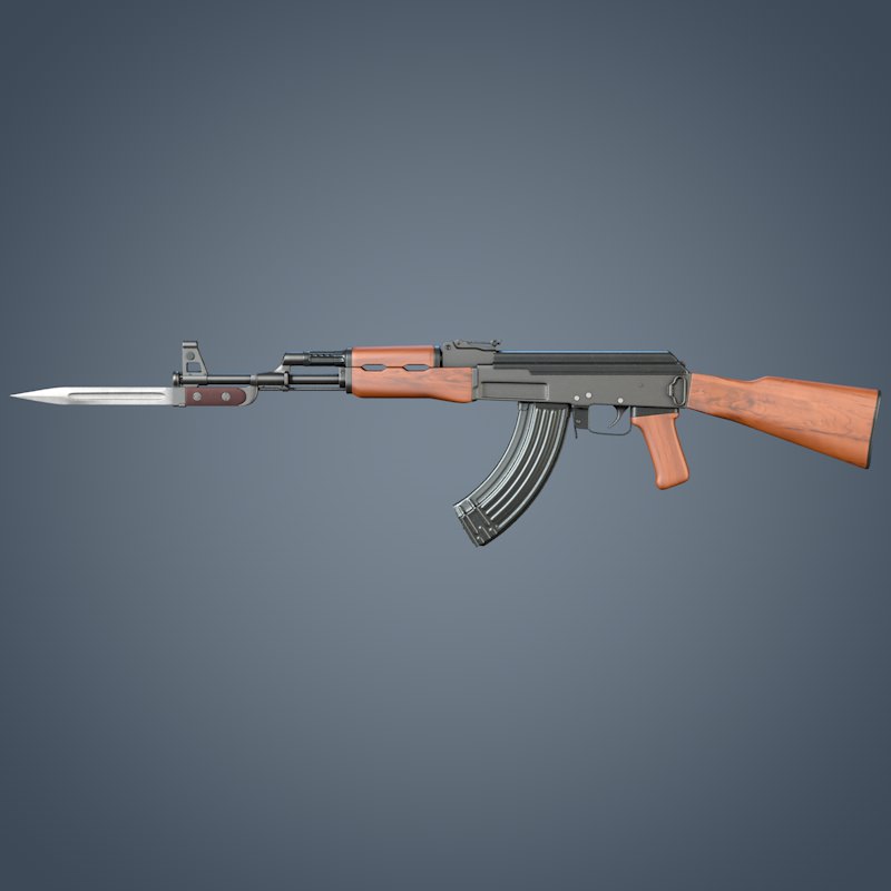 Kalashnikov AK-47 assault rifle 3D model_4