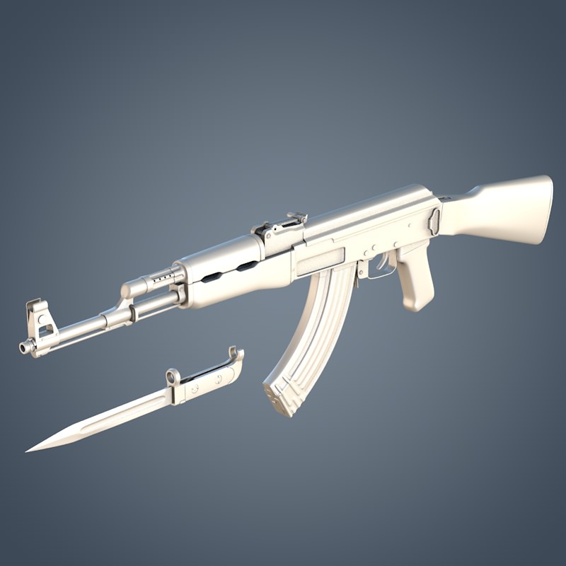 Kalashnikov AK-47 assault rifle 3D model_8