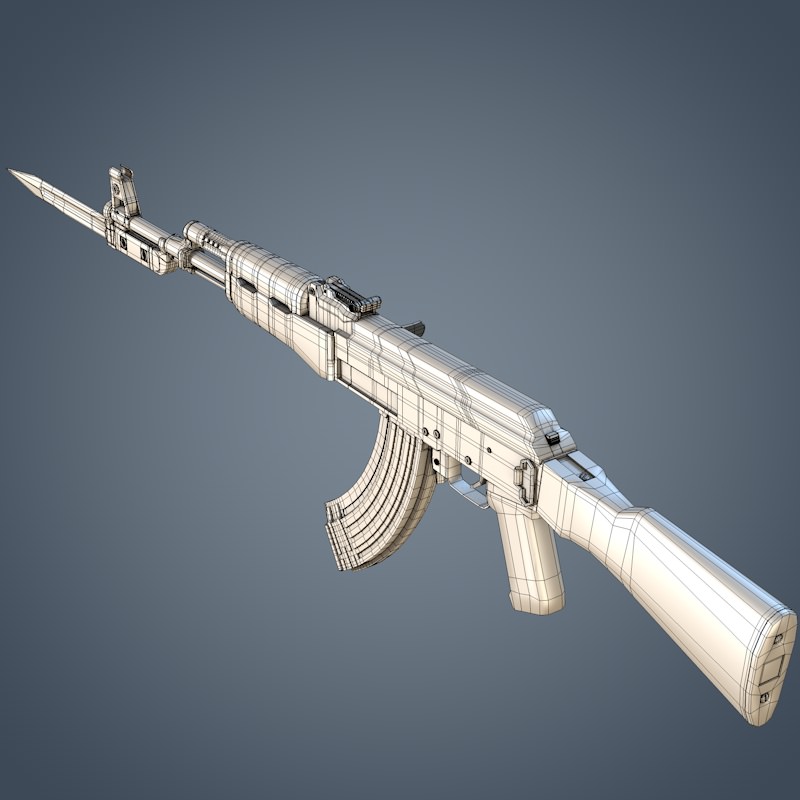 Kalashnikov AK-47 assault rifle 3D model_10