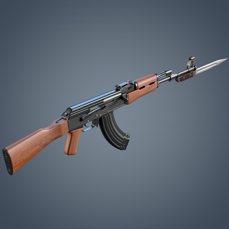 Kalashnikov AK-47 assault rifle 3D model_1
