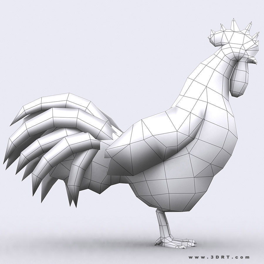 3DRT - Rooster Low-poly 3D model_2