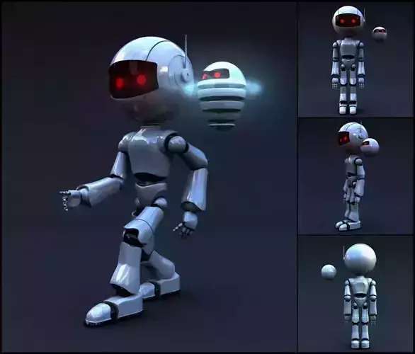 Robot Full Body Rigged Character Low-poly 3D model