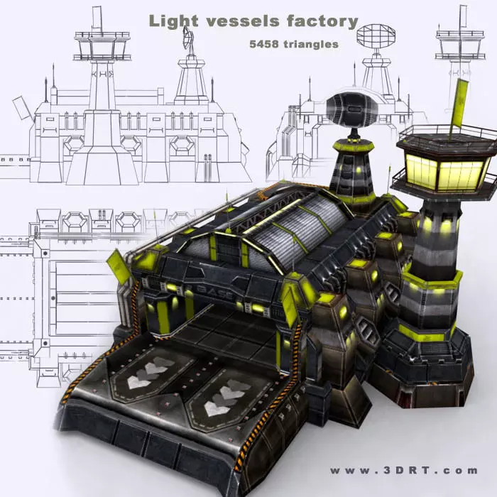 3DRT - Light Vessels Factory Low-poly 3D model