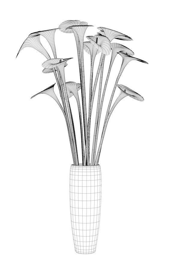 flovers and vase Low-poly 3D model_4