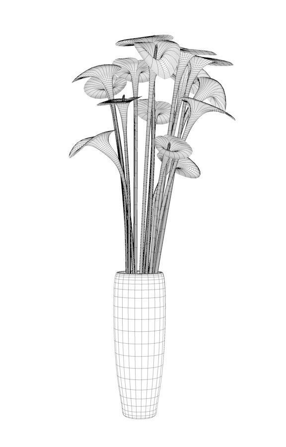 flovers and vase Low-poly 3D model_8