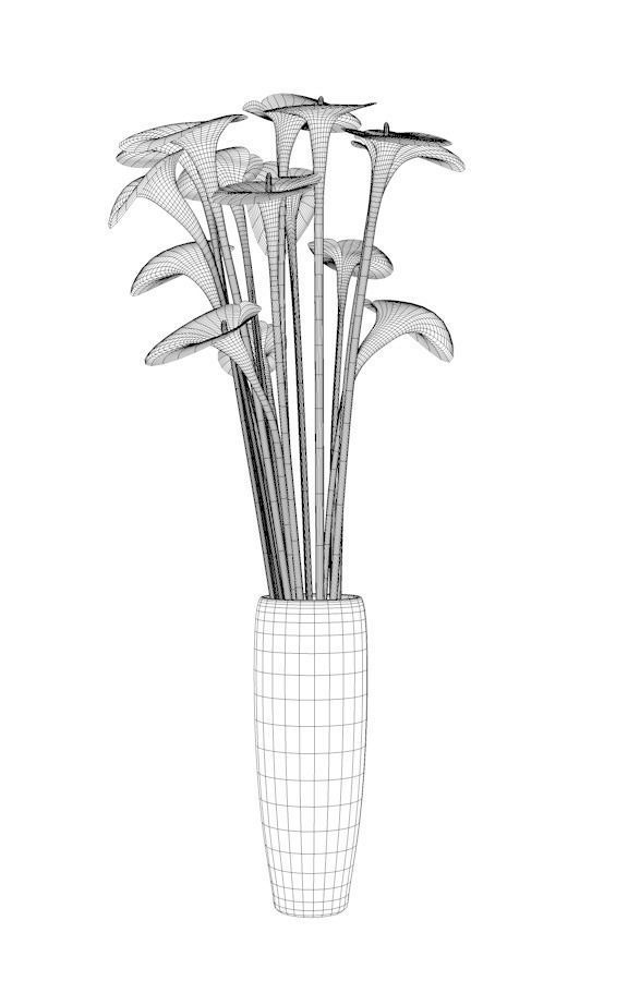 flovers and vase Low-poly 3D model_3