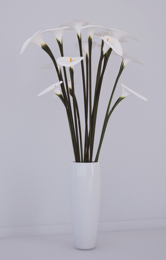 flovers and vase Low-poly 3D model_2