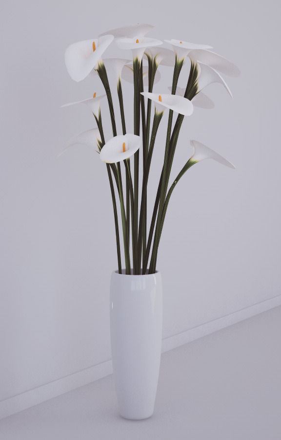 flovers and vase Low-poly 3D model_1