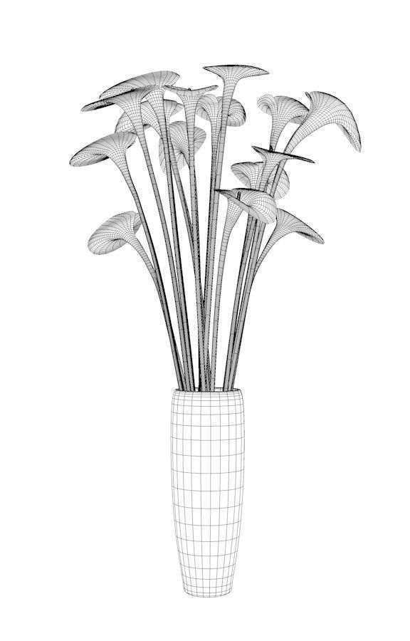 flovers and vase Low-poly 3D model_6