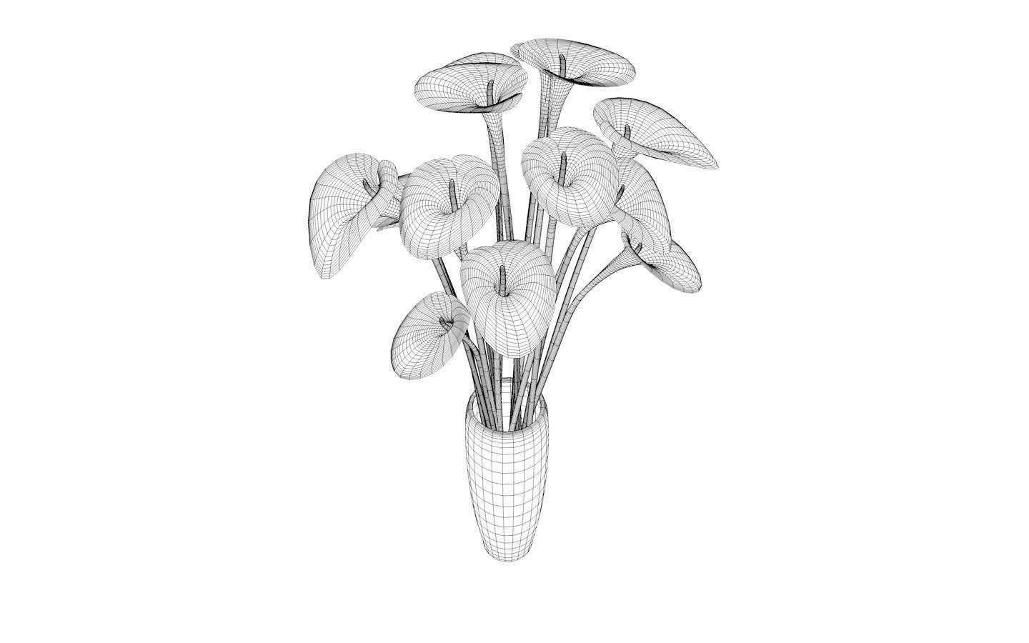 flovers and vase Low-poly 3D model_5