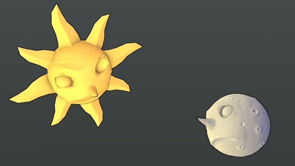 Sun and Moon Game Ready Models Low-poly 3D model_0