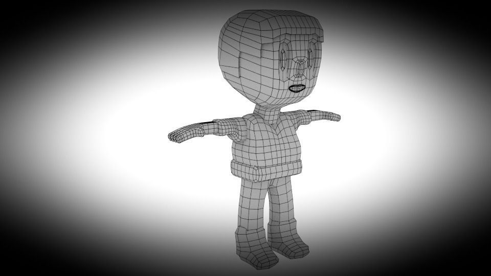 Textured And Rigged Low Poly Kid Low-poly 3D model_1
