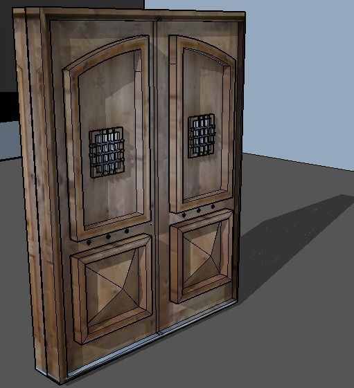 Haunted house door Free 3D model_0